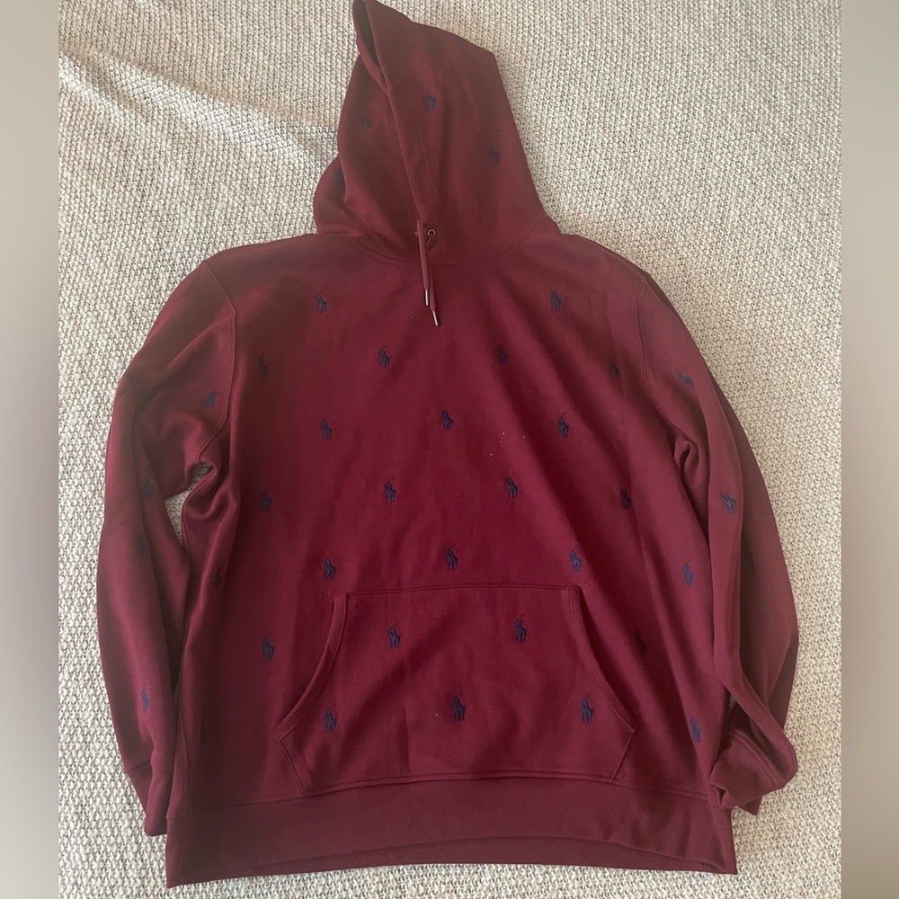Polo Ralph Lauren - Burgundy/Navy Embroidered Hoodie Men’s XXL